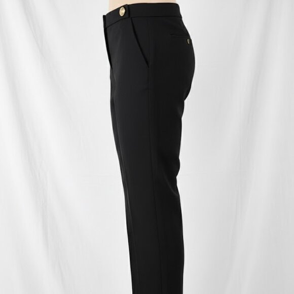 Ann Taylor Navy Gold Button Dress Pants Women’s 8 Work Slim Trousers - Picture 4 of 15
